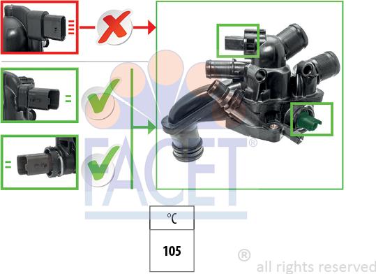 FACET 7.8866 - Coolant thermostat / housing autospares.lv