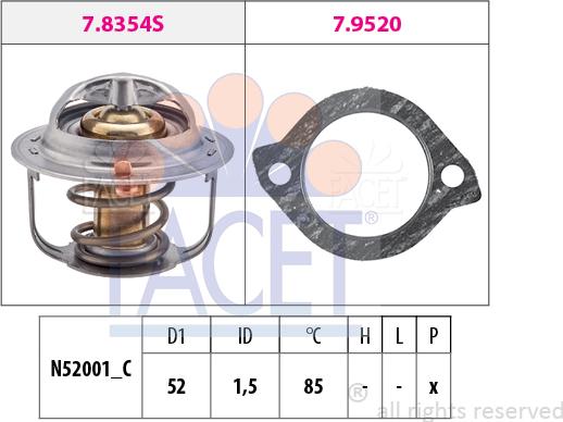 FACET 7.8354 - Coolant thermostat / housing autospares.lv