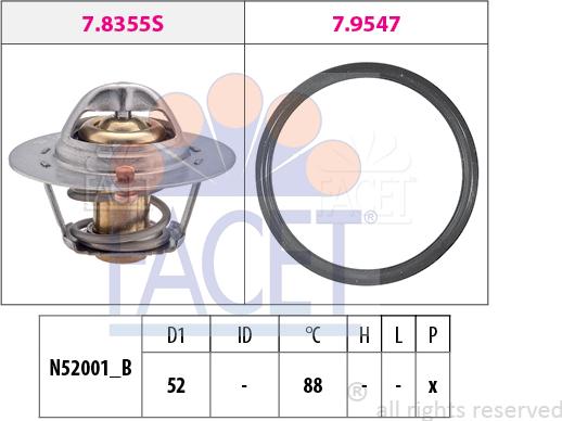 FACET 7.8355 - Coolant thermostat / housing autospares.lv