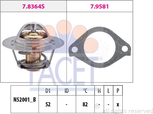 FACET 7.8364 - Coolant thermostat / housing autospares.lv