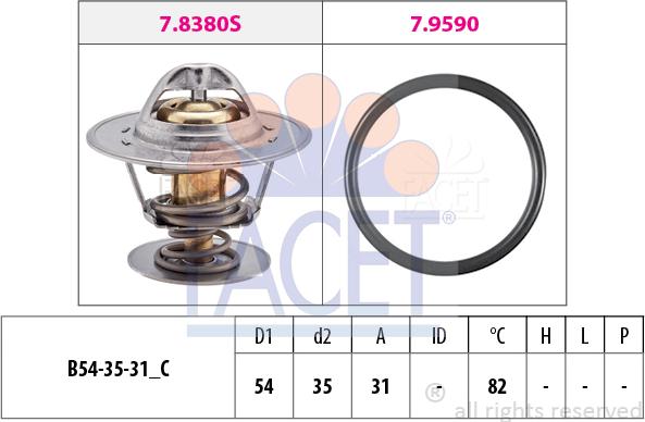 FACET 7.8380 - Coolant thermostat / housing autospares.lv