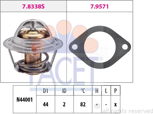 FACET 7.8338 - Coolant thermostat / housing autospares.lv