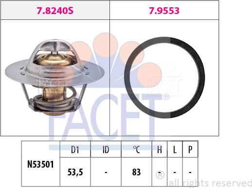 FACET 7.8240 - Coolant thermostat / housing autospares.lv