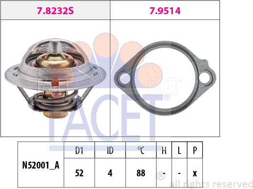 FACET 7.8232 - Coolant thermostat / housing autospares.lv
