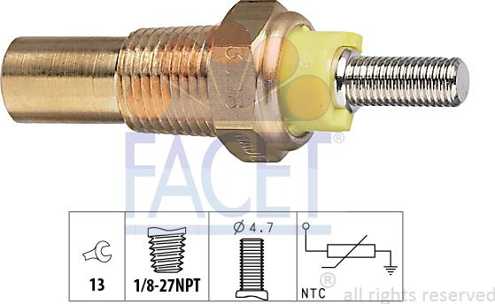 FACET 7.3028 - Sensor, coolant temperature autospares.lv