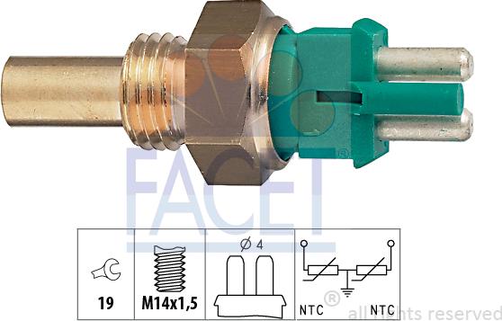 FACET 7.3140 - Sensor, coolant temperature autospares.lv