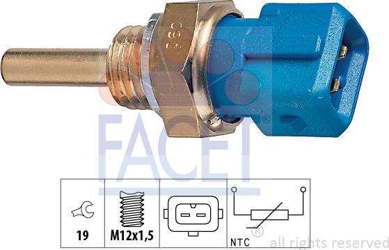 FACET 7.3128 - Sensor, oil temperature autospares.lv