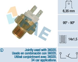 FAE 36010 - Temperature Switch, radiator / air conditioner fan autospares.lv