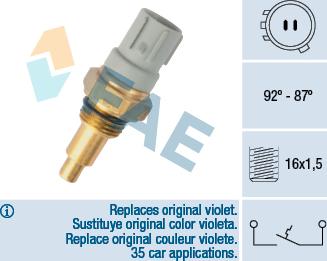 FAE 36390 - Temperature Switch, radiator / air conditioner fan autospares.lv