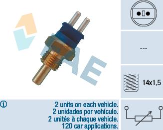 FAE 32580 - Sensor, coolant temperature autospares.lv