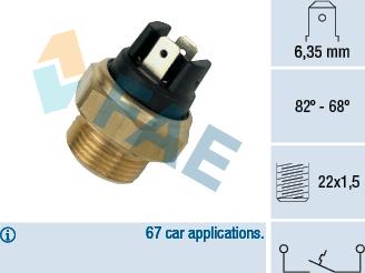 FAE 37350 - Temperature Switch, radiator / air conditioner fan autospares.lv