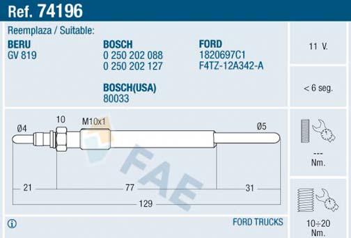 FAE 74196 - Glow Plug autospares.lv