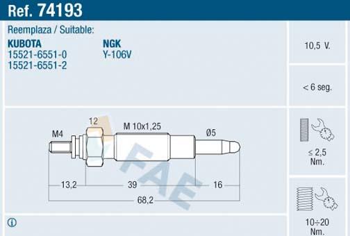 FAE 74193 - Glow Plug autospares.lv