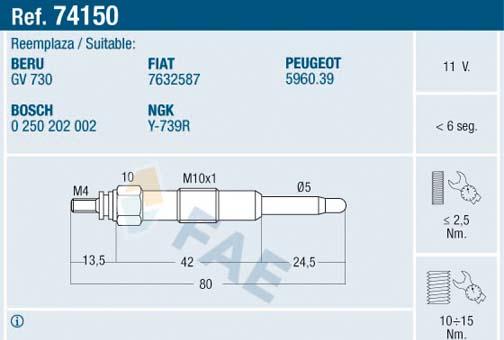 FAE 74150 - Glow Plug autospares.lv