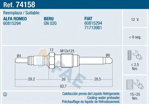 FAE 74158 - Glow Plug autospares.lv