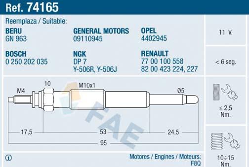 FAE 74165 - Glow Plug autospares.lv