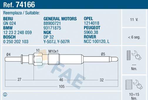 FAE 74166 - Glow Plug autospares.lv