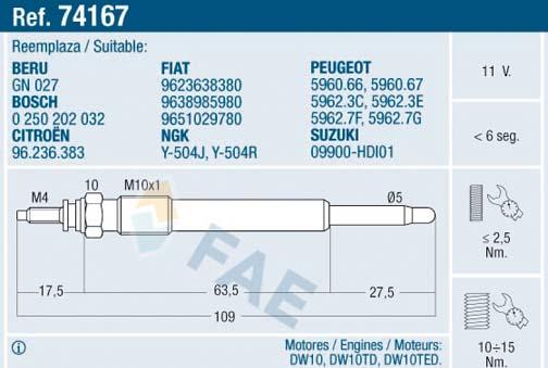 FAE 74167 - Glow Plug autospares.lv