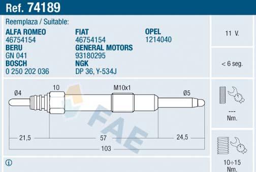 FAE 74189 - Glow Plug autospares.lv