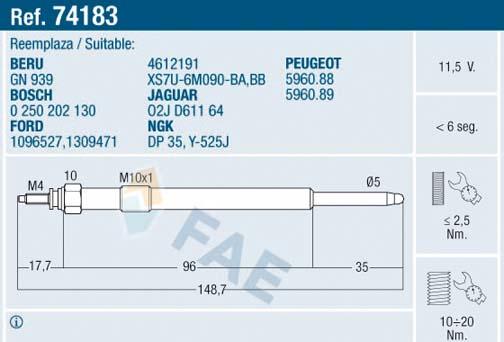 FAE 74183 - Glow Plug autospares.lv