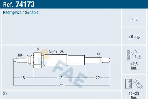FAE 74173 - Glow Plug autospares.lv