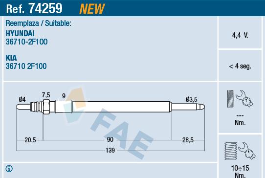 FAE 74259 - Glow Plug autospares.lv