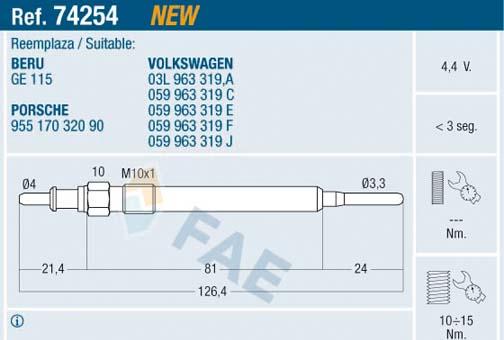 FAE 74254 - Glow Plug autospares.lv