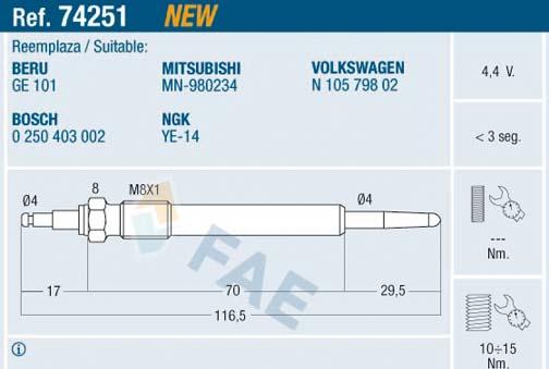 FAE 74251 - Glow Plug autospares.lv