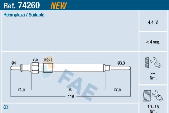 FAE 74260 - Glow Plug autospares.lv