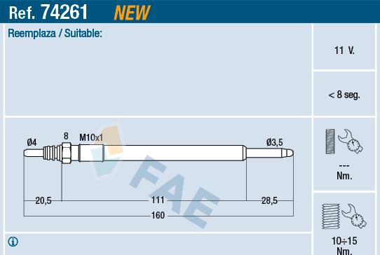 FAE 74261 - Glow Plug autospares.lv
