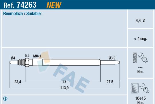 FAE 74263 - Glow Plug autospares.lv