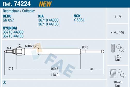 FAE 74224 - Glow Plug autospares.lv