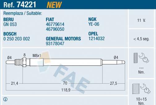FAE 74221 - Glow Plug autospares.lv