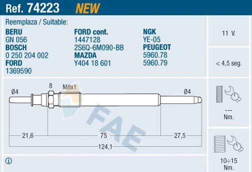 FAE 74223 - Glow Plug autospares.lv