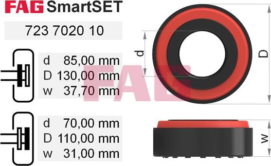 FAG 723 7020 10 - Wheel hub, bearing Kit autospares.lv