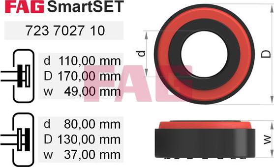 FAG 723 7027 10 - Wheel hub, bearing Kit autospares.lv