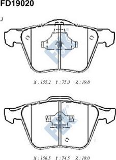 FBK FD19020 - Brake Pad Set, disc brake autospares.lv