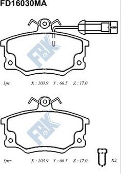 FBK FD16030MA - Brake Pad Set, disc brake autospares.lv