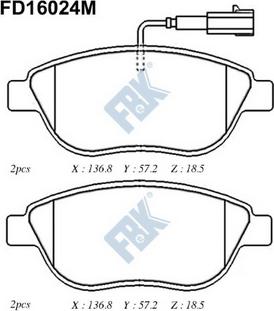 FBK FD16024M - Brake Pad Set, disc brake autospares.lv