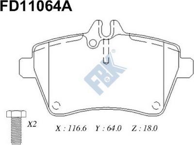 FBK FD11064A - Brake Pad Set, disc brake autospares.lv