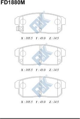 FBK FD1880M - Brake Pad Set, disc brake autospares.lv