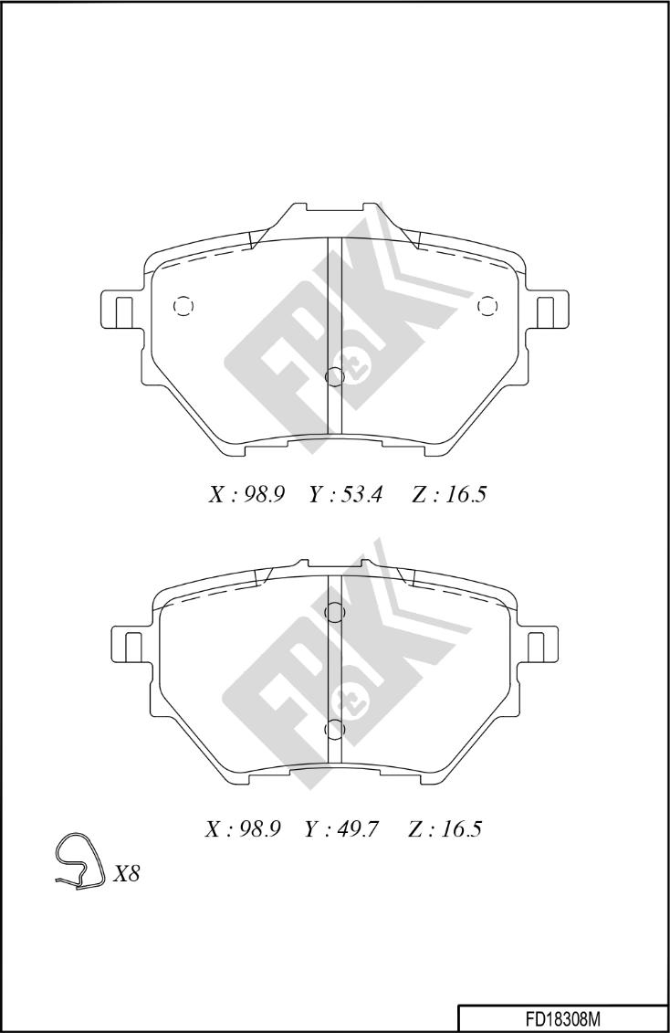 FBK FD18308M - Brake Pad Set, disc brake autospares.lv