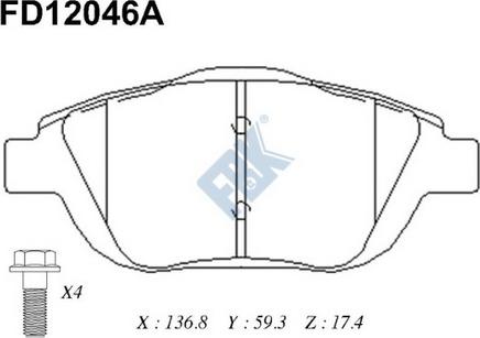 FBK FD12046A - Brake Pad Set, disc brake autospares.lv