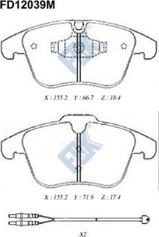 FBK FD12039M - Brake Pad Set, disc brake autospares.lv