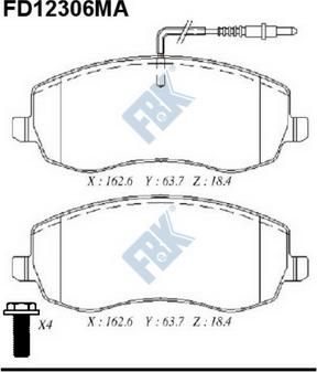 FBK FD12306MA - Brake Pad Set, disc brake autospares.lv