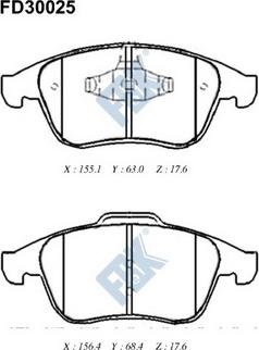 FBK FD30025 - Brake Pad Set, disc brake autospares.lv