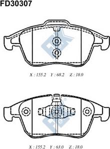 FBK FD30307 - Brake Pad Set, disc brake autospares.lv