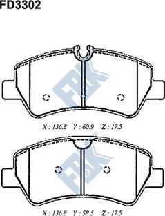 FBK FD3302 - Brake Pad Set, disc brake autospares.lv