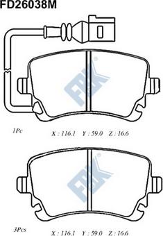 FBK FD26038M - Brake Pad Set, disc brake autospares.lv