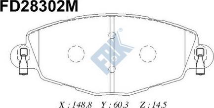 FBK FD28302M - Brake Pad Set, disc brake autospares.lv